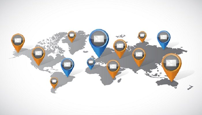 email marketing communication world map email marketing communication world map illustration design over a white background